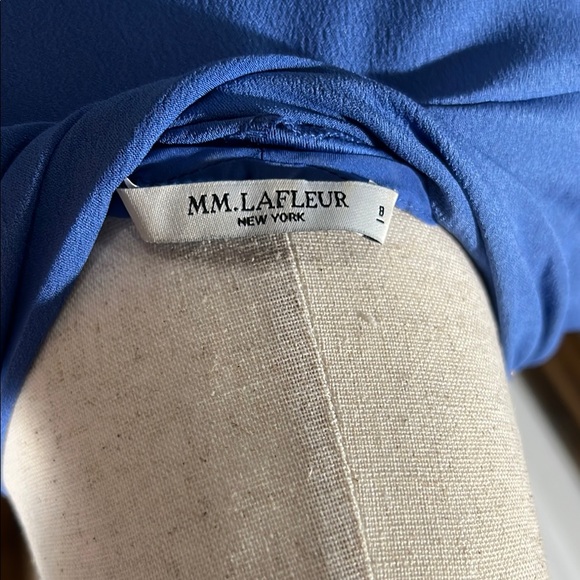 MM Lafleur Blue Wrap Tie Front Sheath Dress - Picture 8 of 8